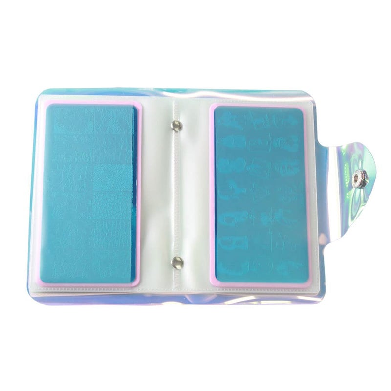 VNC 20 Slots Stamping Nail Art Light Blue Nail Art Stamp Plate Collection PVC Clear Color Image Plate Organizer for 6X12cm Size Stamping Plate Collection - Image 5